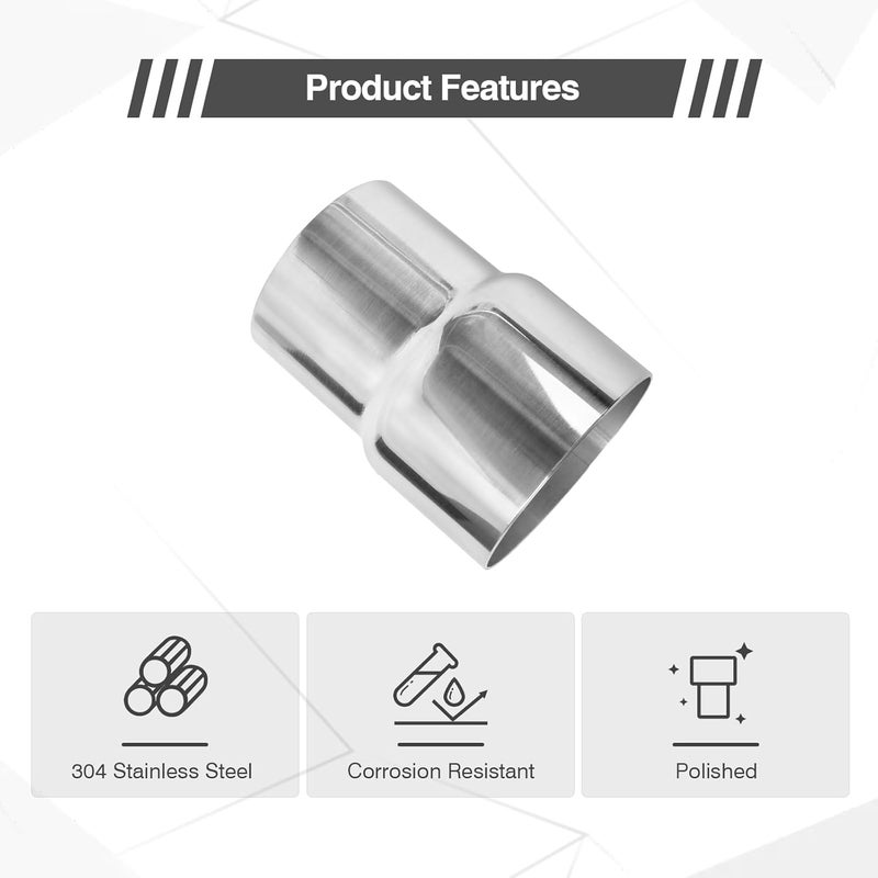 GESEXI Exhaust Adapter Connector 2.5"ID to 3"OD，Exhaust Adapter Total Length 4 "Stainless Steel Polished. - Image 3